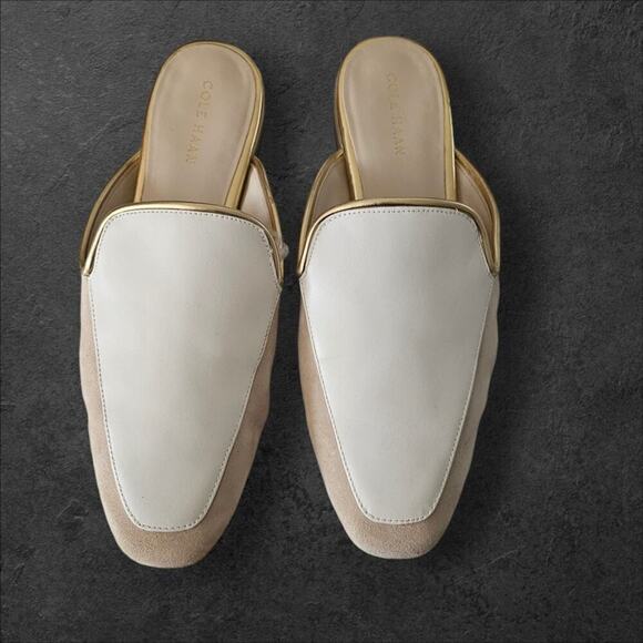Cole Haan Perley Mule, Cream with Gold Trim, Size 6 1/2 - Picture 1 of 10